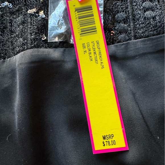 Catherine Malendrino Cora black sequin silky top party blouse flutter XL new - Picture 3 of 9